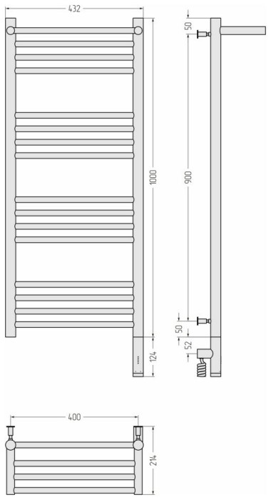 Сунержа Электрический полотенцесушитель 1000x400, Богема 3.0 с 1 полкой, 032-5807-1040 цвет: матовое золото