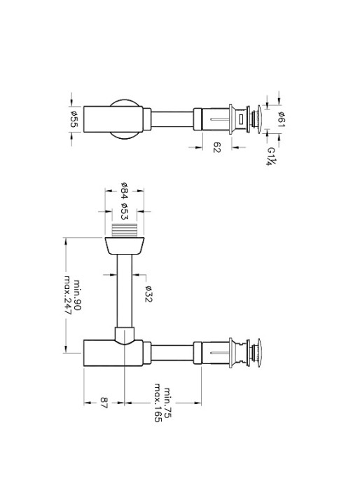Сифон для раковины VitrA с донным клапаном, A45154 цвет: хром