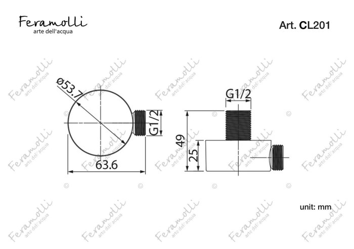 Подключение для шланга, хром, Tropicale Feramolli - CL201