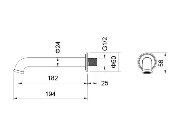 Излив для ванны 182 мм, Aquatek Классик, хром арт. AQ1541CR