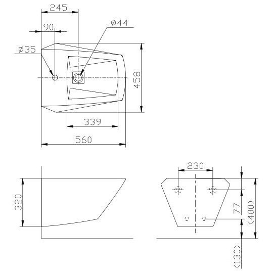Биде подвесное, Jewelhex TOTO, BT682V1#XW цвет: белый