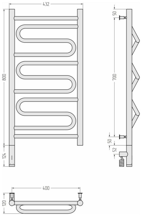 Сунержа Электрический полотенцесушитель 1200x400, Элегия 3.0, 15-5818-8040 цвет: тёмный титан муар