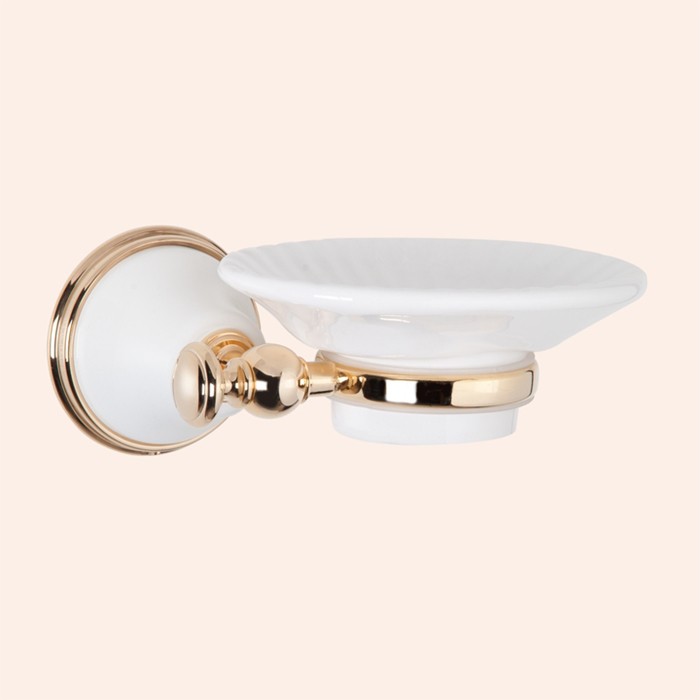 Подвесная мыльница, керамическая белая, Harmony белый/золото, Tiffany World - TWHA106bi/oro