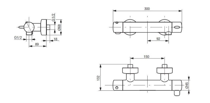 Смеситель термостат для душа, настенный, NC/R TOTO, VMB44 цвет: хром