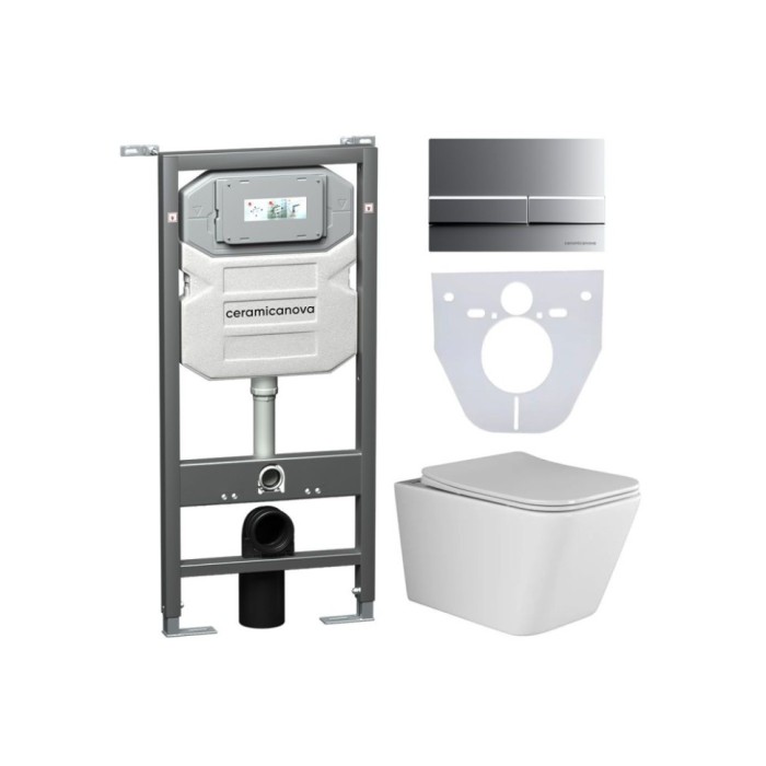 Инсталляция с кнопкой унитаз+шумоизоляция Ceramicanova Metric арт. CN3007_1002M_1000