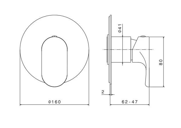 Встроенный однорычажный смеситель для душа на один поток, Ole Kerama Marazzi, хром - 69475EKM.21.018