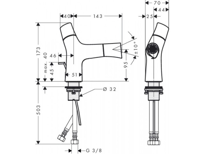 Смеситель для биде Starck Organic Axor, хром арт. 12210000