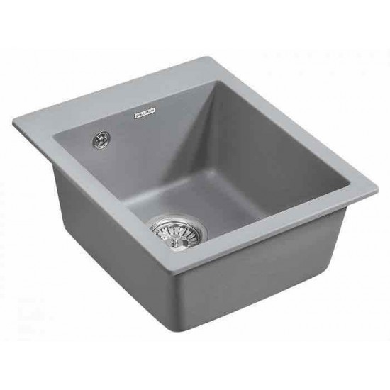 Мойка для кухни гранит 415х490 Paulmark KANTE 40, серый металлик - PM104249-GRM