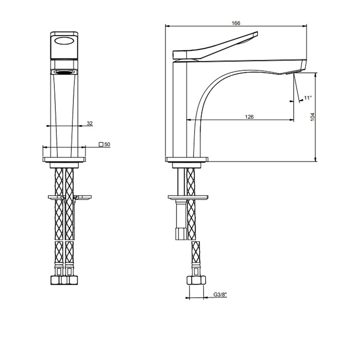 Смеситель для раковины на 1 отв. без донного клапана h=153мм, излив 126мм, Gessi Rilievo, nero xl арт. 59002#299