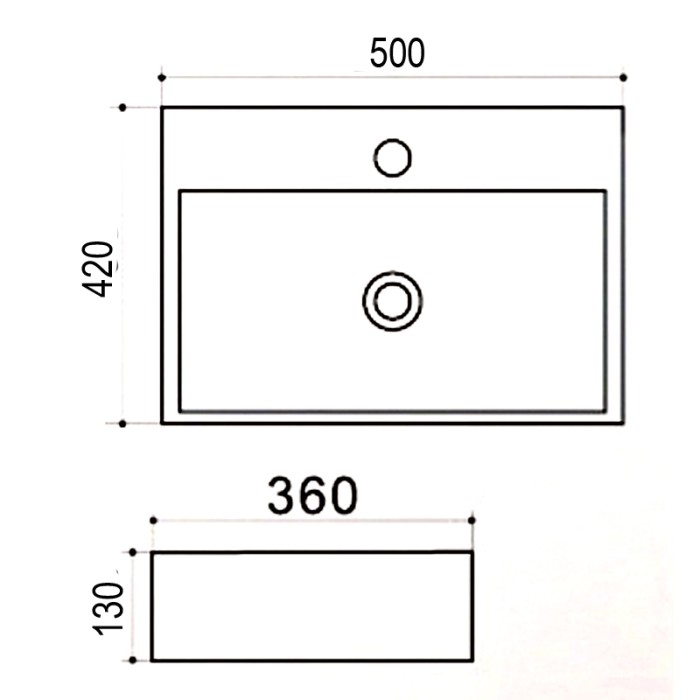 Раковина 500х420х130 накладная, белая, Azario - AZ-78187