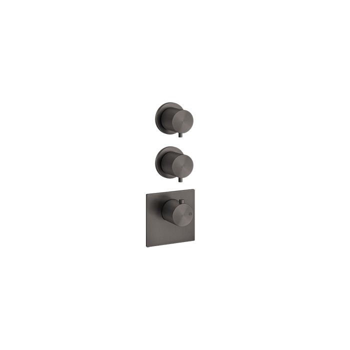 Встраиваемый термостатический смеситель на 2 источника, резьба 3/4", Gessi 316, brushed black metal pvd арт. 54504#707
