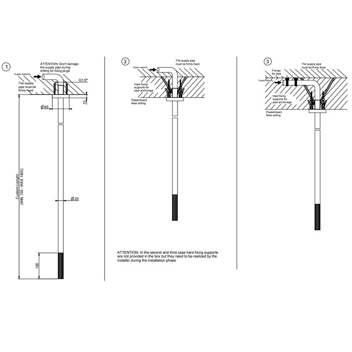 Излив потолочный для удаленного управления, длина под заказ(365-1900мм), Gessi 316, brushed black metal pvd арт. 54496#707