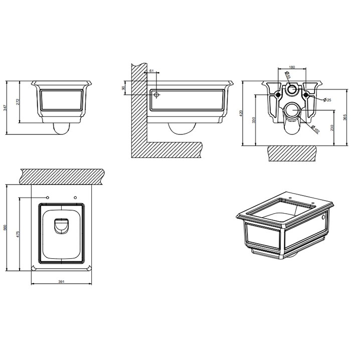 Унитаз подвесной 56х39.1cм., Gessi Venti20, белый глянцевый арт. 46754#518
