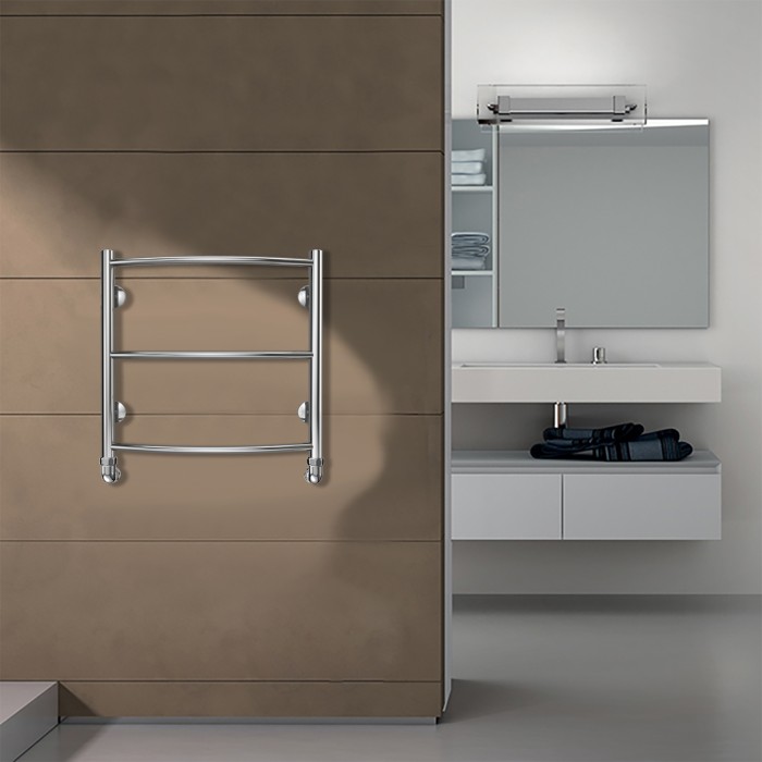 Полотенцесушитель водяной 500/500 3 секции, нижнее/диагональное подключение, 1/2", хром, Verona Azario - AZ04155