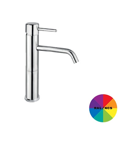 Высокий однорычажный смеситель для раковины с удлиненным изливом, гибкая подводка, без донного клапана, Giulini Futuro, RAL арт. 6539/SCCCRAL