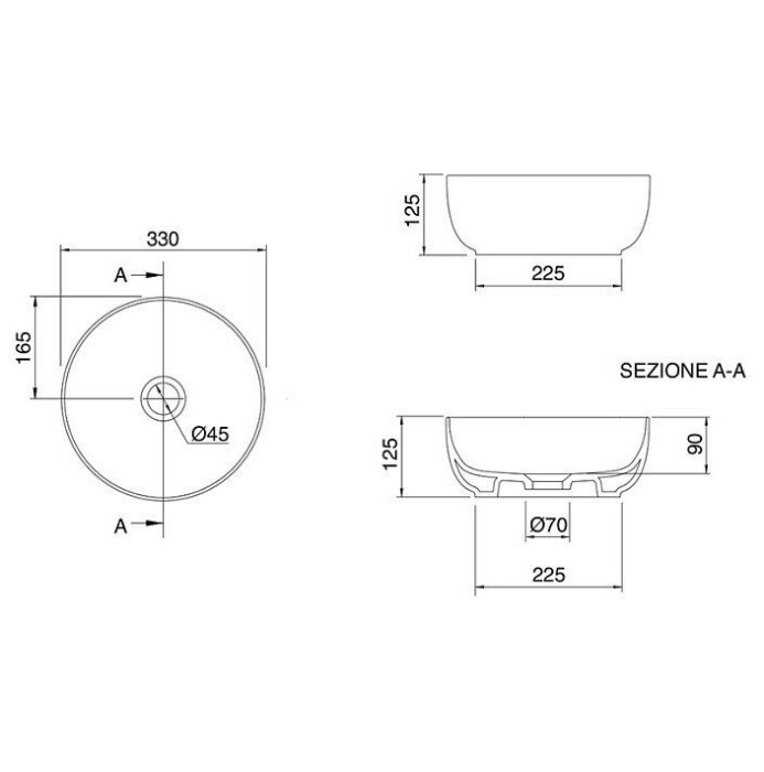 Раковина накладная, без перелива, без отверстий, цвет розовый матовый, Scarabeo Glam - 1808 54