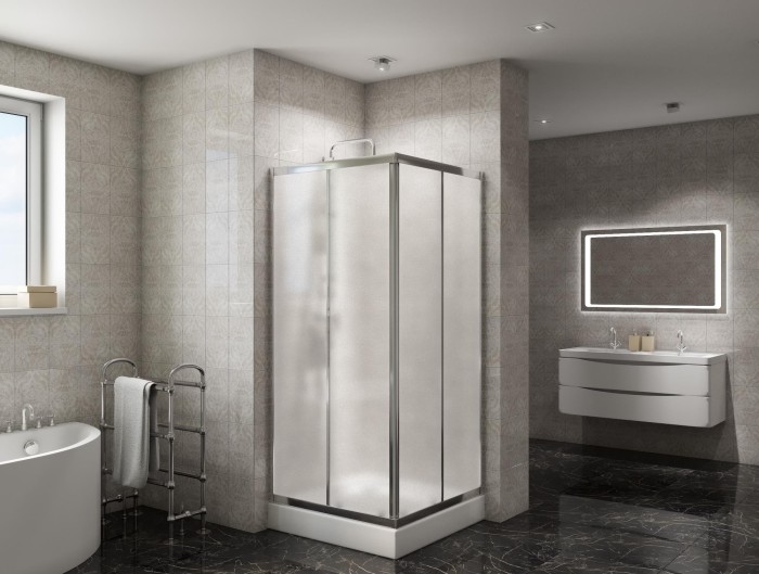 Душевой уголок 90x190 BelBagno, глянцевый хром, Due арт. DUE-A-2-90-P-Cr