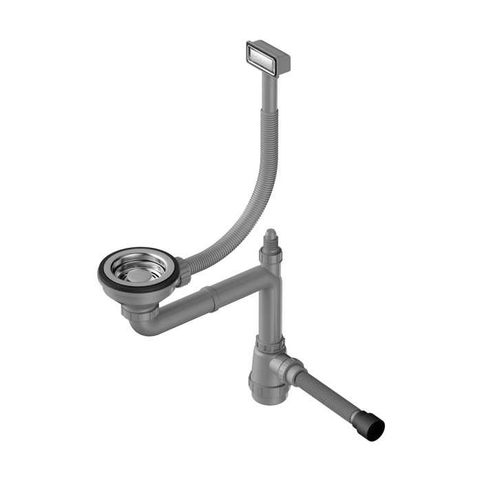 Сифон для одночашевых моек с прямоугольным переливом Omoikiri WK-1-IN, 4956482 цвет: нержавеющая сталь