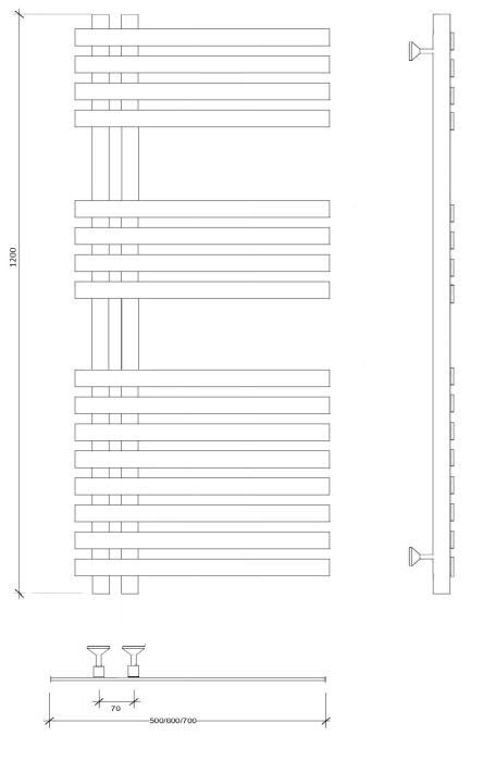 Полотенцесушитель водяной 120x7x50 Коредо (черный) Secado арт. 4673739253687