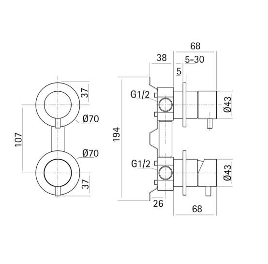 Душевая система Cisal Xion встраиваемая, цвет нержавеющая сталь арт. set-xion