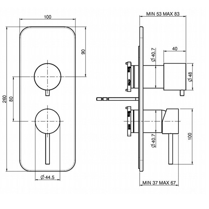 Fima Carlo Frattini Смеситель для душа встроенный, с переключателем на 2/3 источника, Spillo Up, F3039X6CR F4000 цвет: хром