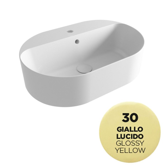 Накладная раковина с отверстием под смеситель, 60x40x17 cm, Olympia ceramica Open, желтый глянцевый арт. OPE42OV60130