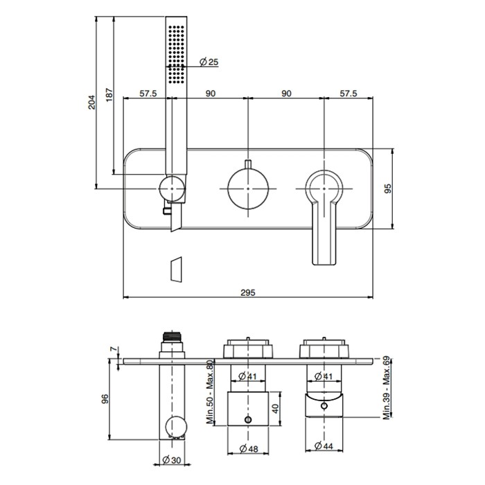 Fima Carlo Frattini Смеситель для душа, встраиваемый, на 2 источника с ручным душем, Mast, F3149WX2OR цвет: золото