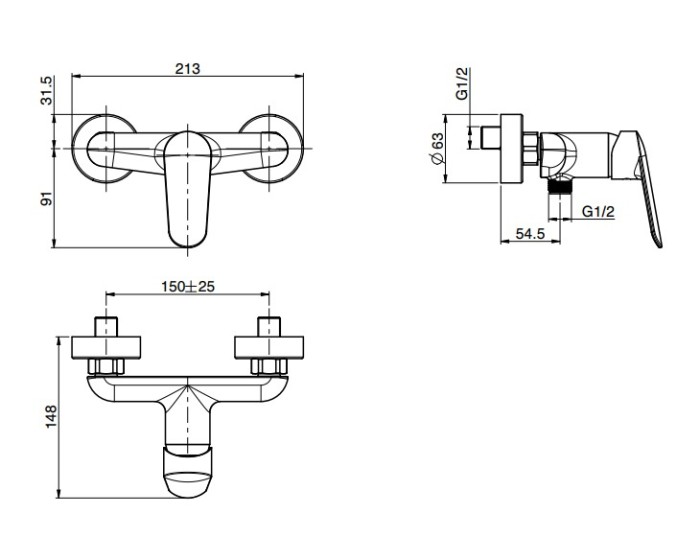 Fima Carlo Frattini Смеситель для душа внешнего монтажа без душевого комплекта, Spot, F3005/1CR цвет: хром