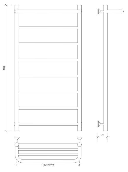 Полотенцесушитель водяной 100x40 Триада 1 СП (черный) Secado арт. 4673739228746