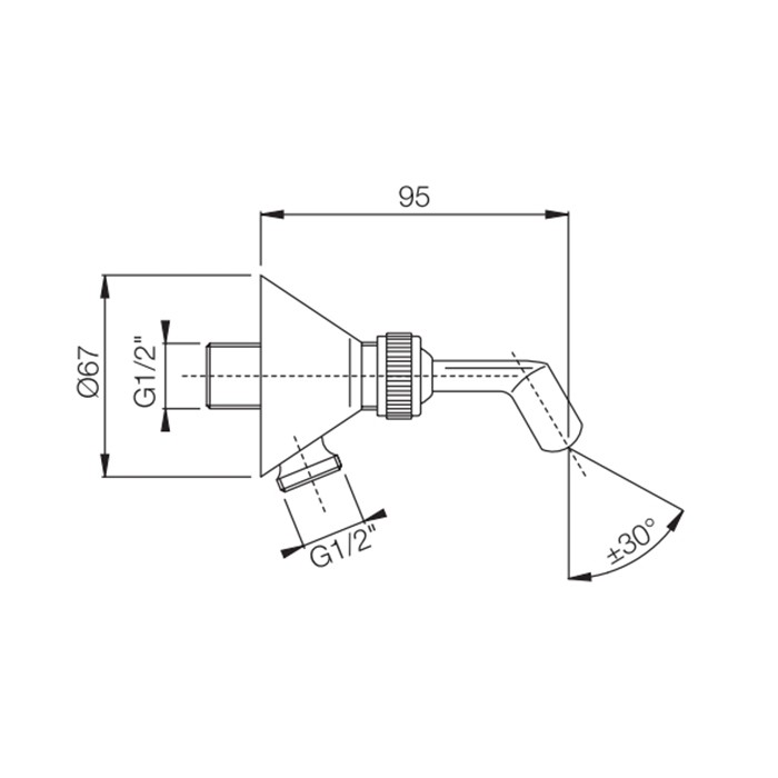 Fima Carlo Frattini Держатель ручного душа с подводом воды 1/2”, Wellness, F2048CR цвет: хром