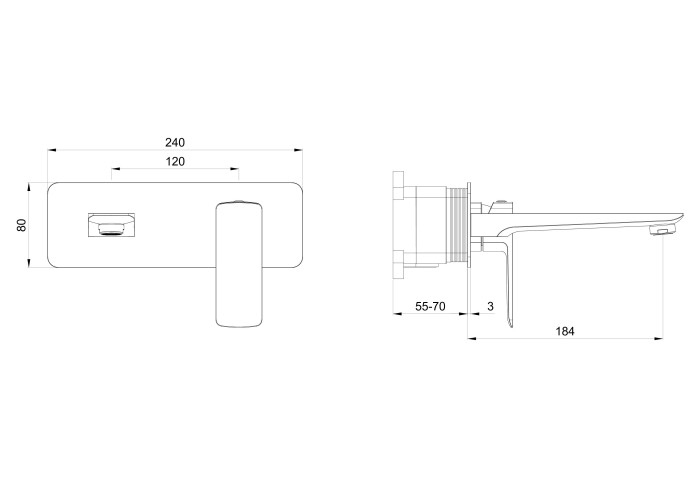 Смеситель для раковины встраиваемый, Wonzon & Woghand Edge, WW-88869003-BGM цвет: графит