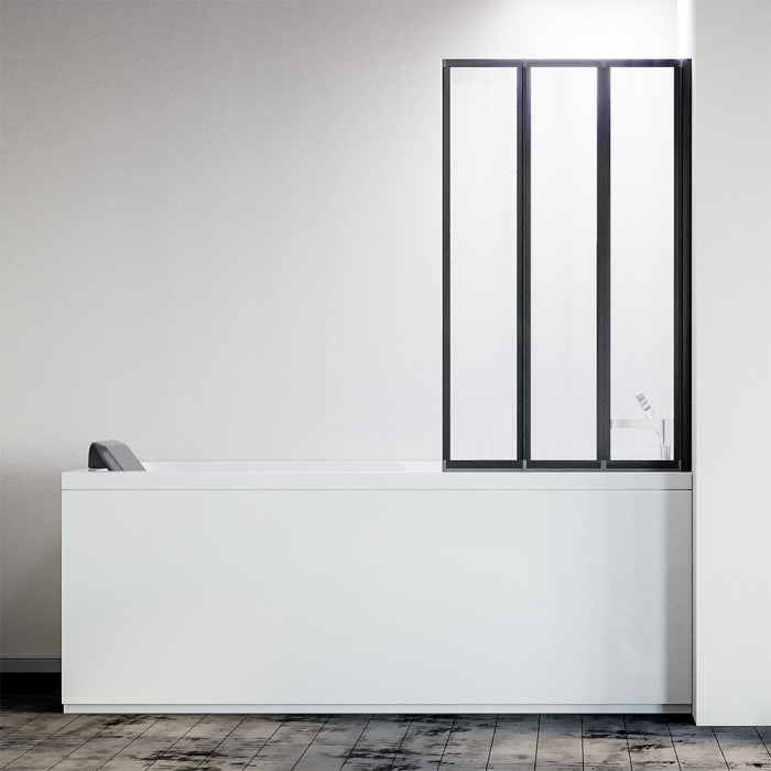 Шторка на ванну 900x1500, Veconi Palau, черный, стекло прозрачное арт. PL73BR-90-01-19C4