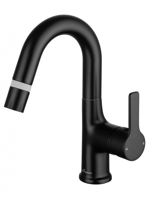 Смеситель для раковины с выдвижным изливом, Wonzon &amp; Woghand, WW-FE01L212-MB цвет: черный