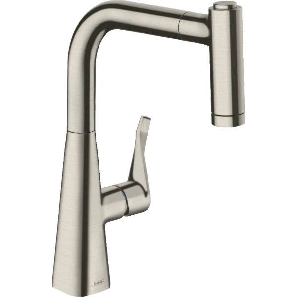 Смеситель для кухни, с вытяжным душем, Hansgrohe Metris M71, нержавеющая сталь арт. 14834800