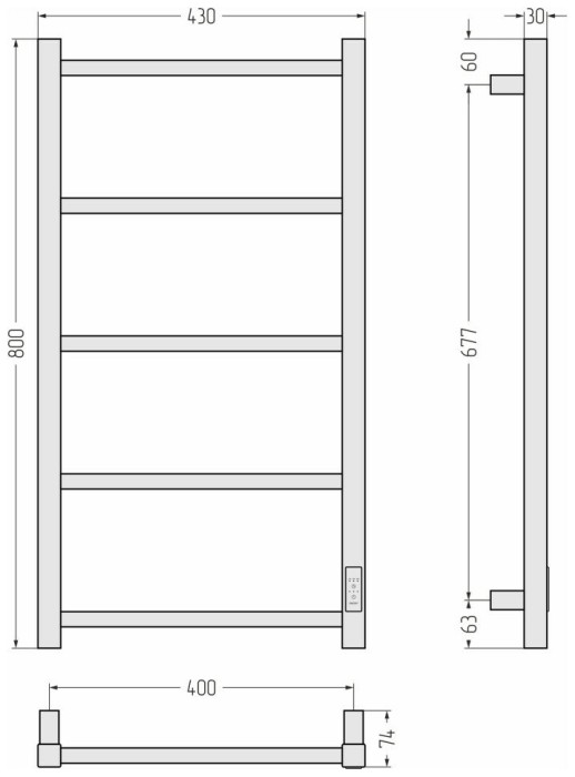 Стилье Электрический полотенцесушитель 1000x300, Формат 26, 17526-8040 цвет: черный