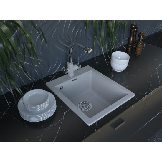 Мойка для кухни гранит 415х490 Paulmark KANTE 40, белый - PM104249-WH