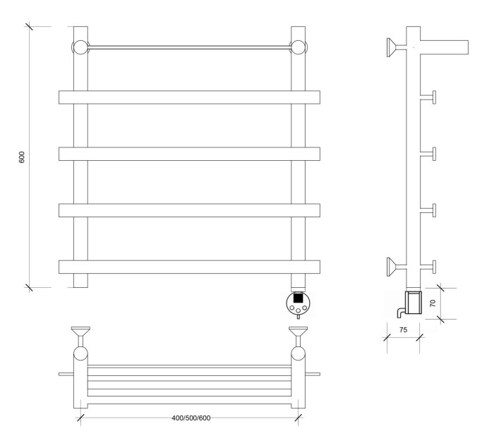 Полотенцесушитель электрический 60x50x60 Понтида 1 СП (хром) Secado арт. 4603759406596