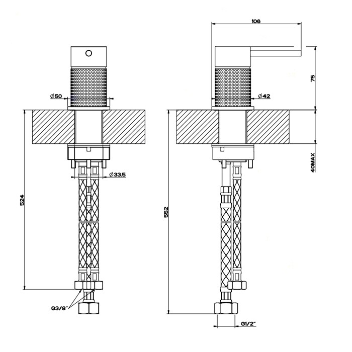 Рычаг удаленного управления, Gessi Cesello, шлифованная сталь арт. 54405#239