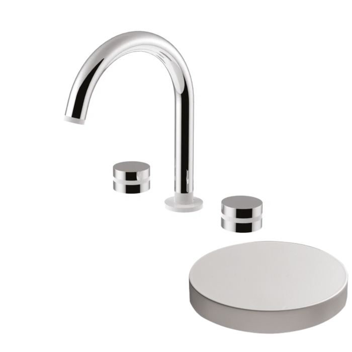 Смеситель для раковины на 3 отверстия, поворотный излив, без донного клапана, Giulini My ring, белый матовый арт. MR0112/SCBO