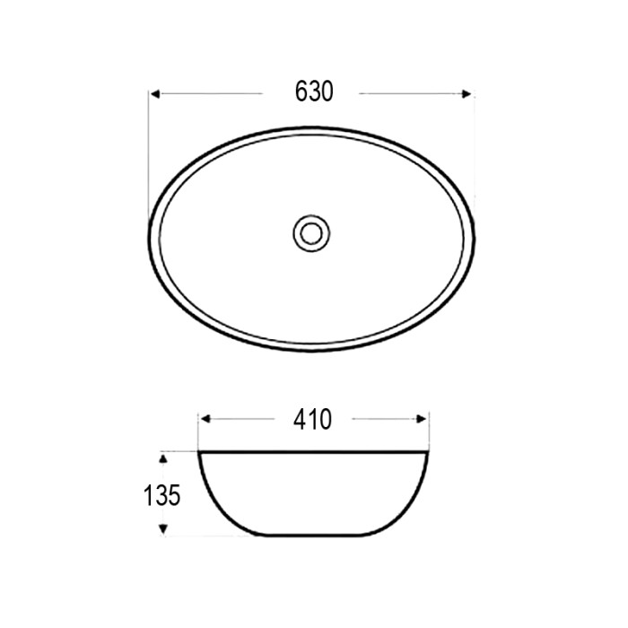 Раковина накладная 630x410x135 белая, Azario - AZ-3077 SP