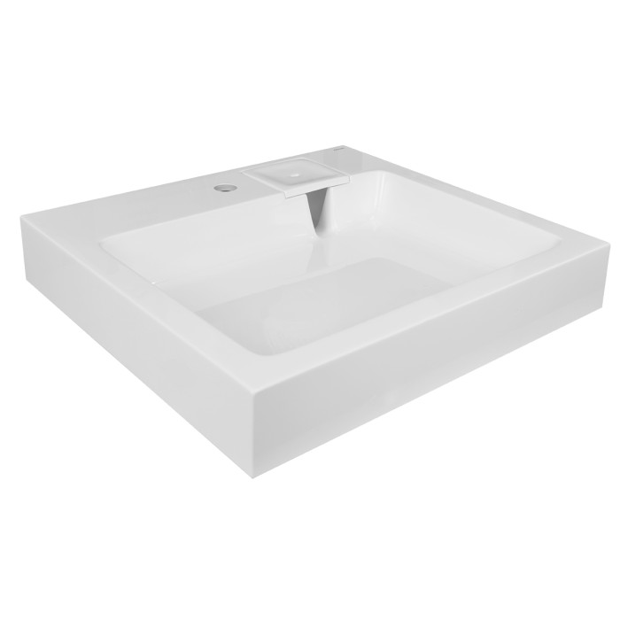 Раковина Beta NEW 600х550х100 литьевой мрамор, сифон в комплекте, белая, Azario Beta - CS00086605