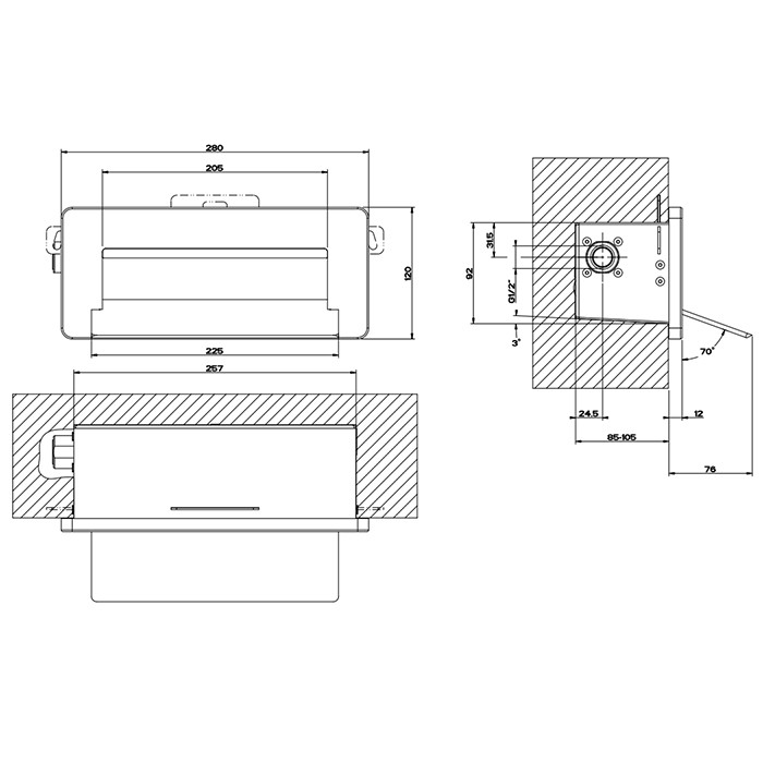 Каскадный излив для душа настенный прямоугольный, для монтажа с удаленным управлением, Gessi iSpa, mirror steel арт. 39895#238
