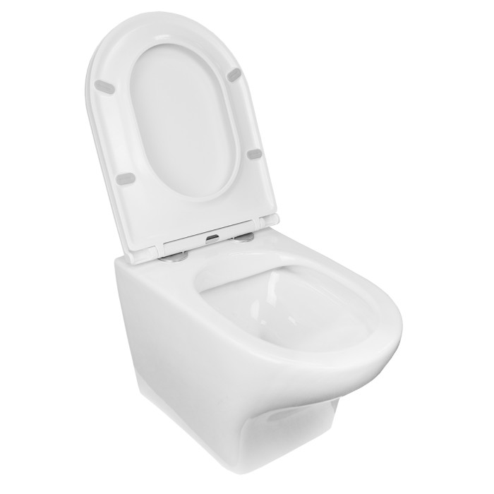 Подвесной унитаз 520х360х375 безободковый, быстросъемное сиденье микролифт, Azario PORTA арт. AZ-0064