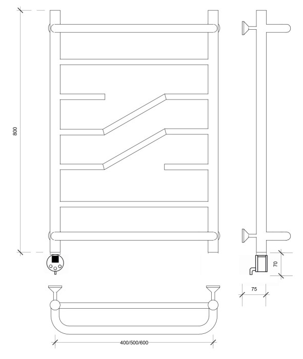 Полотенцесушитель электрический 80x40 Риволи СП Secado арт. 4673739241660