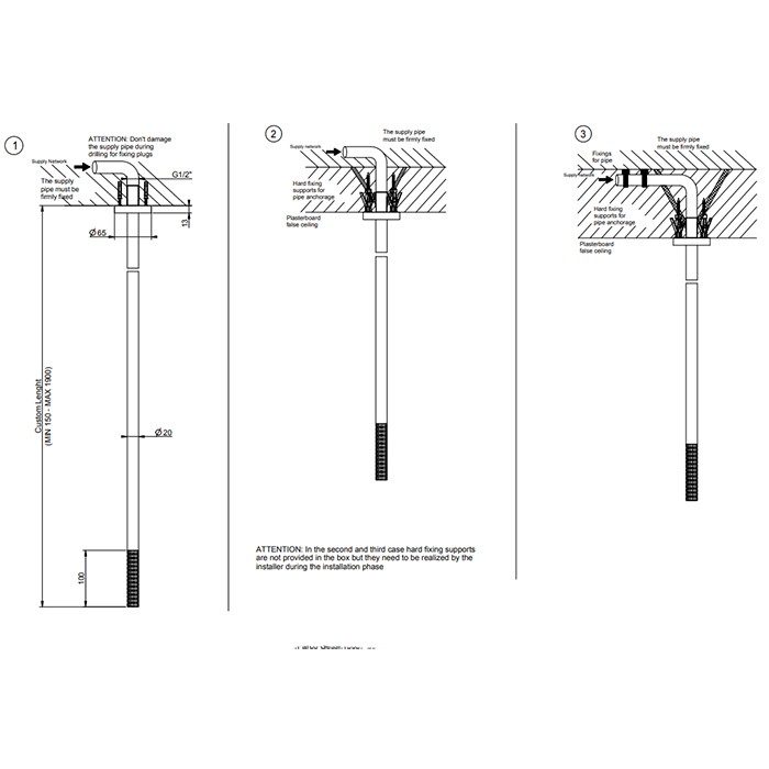 Излив потолочный для удаленного управления, длина под заказ(365-1900мм), Gessi 316, brushed black metal pvd арт. 54296#707