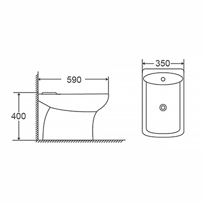 Биде напольное 590х350х400, Azario ELANA - AZ-434B