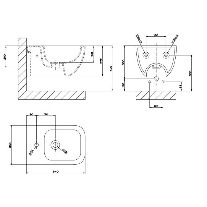 Биде подвесное, с 1 отв., Gessi Goccia, matt white ceramic арт. 39115#531