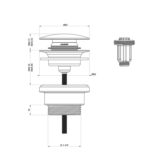 Донный клапан нажимной “Stop&Go”, для раковин без перелива, Gessi 316, 54599#299 цвет: