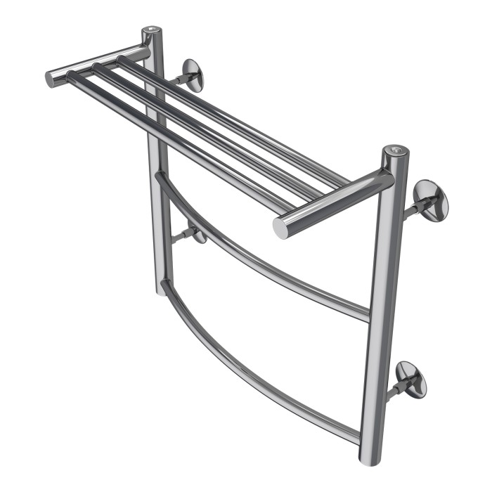 Полотенцесушитель водяной 500/500 с полкой, 2 секции, нижнее/диагональное подключение, 1/2", хром, Verona Azario - AZ04155P