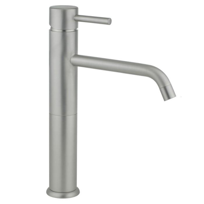 Высокий однорычажный смеситель для раковины с удлиненным изливом, гибкая подводка, без донного клапана, Giulini Futuro, никель матовый арт. 6539/SCNKO